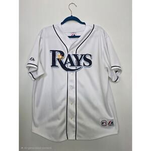 Tampa Bay Rays Majestic Home White Button-Front Jersey Circa 2010 Blank Back